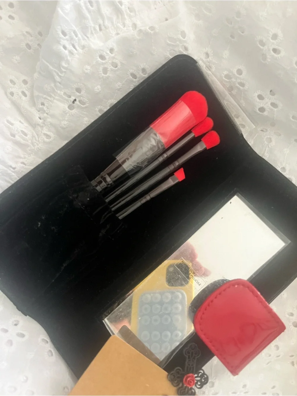 Philosophy Fresh Cream Set with Black Case and Red-Accent Brushes & Earrings